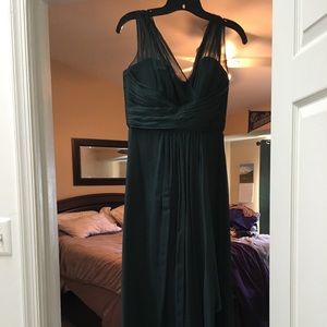 Amsale dark green bridesmaid dress